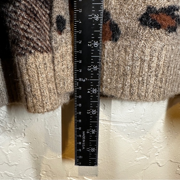 Maude Vivante Soft Leopard Print Cardigan Open Front Sweater Womens Sz S/M Brown - Picture 6 of 8